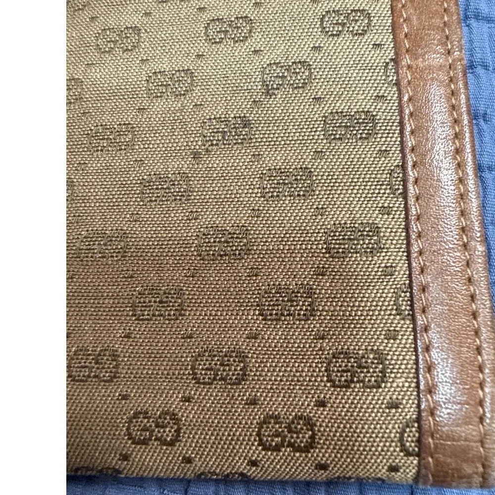Vintage Gucci Micro GG Monogram Canvas Continental Wallet Brown Leather  Italy - Picture 11 of 12